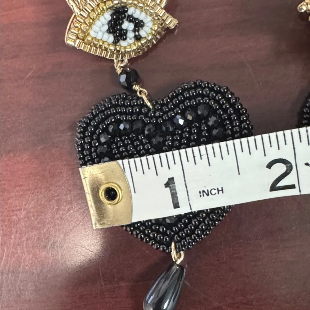 Chico’s Beaded Heart & Eye Dangle Earrings